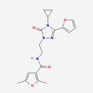 molecular formula C18H20N4O4 B2475330 N-(2-(4-cyclopropyl-3-(furan-2-yl)-5-oxo-4,5-dihydro-1H-1,2,4-triazol-1-yl)ethyl)-2,5-dimethylfuran-3-carboxamide CAS No. 1797738-43-2