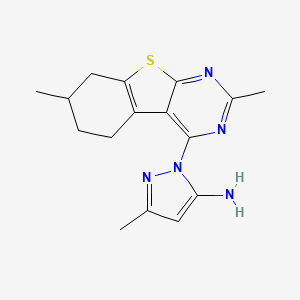 2-(2,7-Dimethyl-5,6,7,8-tetrahydro-[1]benzothiolo[2,3-d]pyrimidin-4-yl)-5-methylpyrazol-3-amine