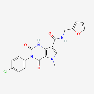 molecular formula C19H15ClN4O4 B2475379 3-(4-chlorophenyl)-N-(furan-2-ylmethyl)-5-methyl-2,4-dioxo-2,3,4,5-tetrahydro-1H-pyrrolo[3,2-d]pyrimidine-7-carboxamide CAS No. 921851-25-4