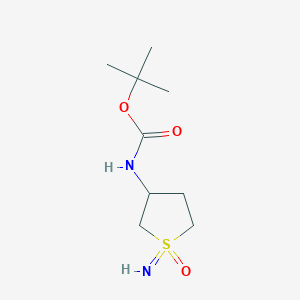 molecular formula C9H18N2O3S B2475380 Tert-butyl N-(1-imino-1-oxothiolan-3-yl)carbamate CAS No. 2243510-41-8