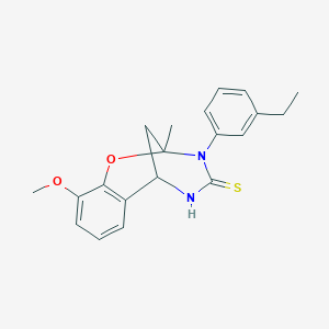 B2475381 3-(3-ethylphenyl)-10-methoxy-2-methyl-5,6-dihydro-2H-2,6-methanobenzo[g][1,3,5]oxadiazocine-4(3H)-thione CAS No. 1019149-45-1