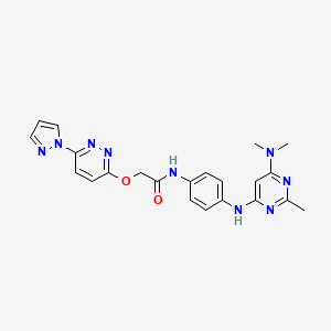 2-((6-(1H-pyrazol-1-yl)pyridazin-3-yl)oxy)-N-(4-((6-(dimethylamino)-2-methylpyrimidin-4-yl)amino)phenyl)acetamide