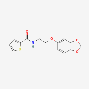 molecular formula C14H13NO4S B2475391 N-[2-(2H-1,3-benzodioxol-5-yloxy)ethyl]thiophene-2-carboxamide CAS No. 1172906-17-0