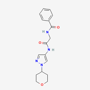 molecular formula C17H20N4O3 B2475453 N-[1-(oxan-4-yl)-1H-pyrazol-4-yl]-2-(phenylformamido)acetamide CAS No. 1796948-27-0
