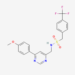 molecular formula C20H18F3N3O3S B2475467 N-{[6-(4-methoxyphenyl)pyrimidin-4-yl]methyl}-1-[4-(trifluoromethyl)phenyl]methanesulfonamide CAS No. 2210140-95-5