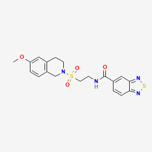 molecular formula C19H20N4O4S2 B2475502 N-(2-((6-methoxy-3,4-dihydroisoquinolin-2(1H)-yl)sulfonyl)ethyl)benzo[c][1,2,5]thiadiazole-5-carboxamide CAS No. 1207002-26-3