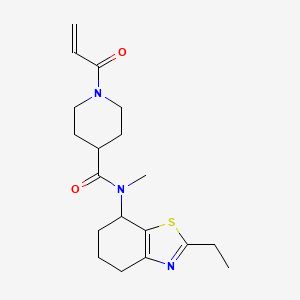 molecular formula C19H27N3O2S B2475519 N-(2-Ethyl-4,5,6,7-tetrahydro-1,3-benzothiazol-7-yl)-N-methyl-1-prop-2-enoylpiperidine-4-carboxamide CAS No. 2361842-27-3