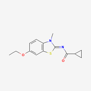molecular formula C14H16N2O2S B2475533 N-[(2E)-6-ethoxy-3-methyl-2,3-dihydro-1,3-benzothiazol-2-ylidene]cyclopropanecarboxamide CAS No. 392249-28-4