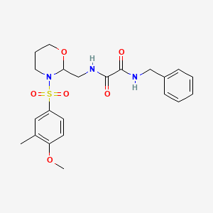 molecular formula C22H27N3O6S B2475558 N'-benzyl-N-{[3-(4-methoxy-3-methylbenzenesulfonyl)-1,3-oxazinan-2-yl]methyl}ethanediamide CAS No. 872976-75-5