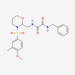 molecular formula C22H27N3O6S B2475558 N1-benzyl-N2-((3-((4-methoxy-3-methylphenyl)sulfonyl)-1,3-oxazinan-2-yl)methyl)oxalamide CAS No. 872976-75-5