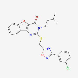 B2475590 2-(((3-(3-chlorophenyl)-1,2,4-oxadiazol-5-yl)methyl)thio)-3-isopentylbenzofuro[3,2-d]pyrimidin-4(3H)-one CAS No. 1030121-69-7