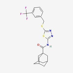 molecular formula C21H22F3N3OS2 B2475598 N-[5-({[3-(trifluoromethyl)phenyl]methyl}sulfanyl)-1,3,4-thiadiazol-2-yl]adamantane-1-carboxamide CAS No. 392301-85-8