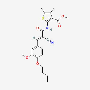 molecular formula C23H26N2O5S B2475609 methyl 2-[3-(4-butoxy-3-methoxyphenyl)-2-cyanoprop-2-enamido]-4,5-dimethylthiophene-3-carboxylate CAS No. 380434-31-1