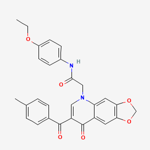 molecular formula C28H24N2O6 B2475684 N-(4-ethoxyphenyl)-2-[7-(4-methylbenzoyl)-8-oxo-2H,5H,8H-[1,3]dioxolo[4,5-g]quinolin-5-yl]acetamide CAS No. 866340-03-6