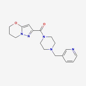 molecular formula C17H21N5O2 B2475786 1-{5H,6H,7H-pyrazolo[3,2-b][1,3]oxazine-2-carbonyl}-4-[(pyridin-3-yl)methyl]piperazine CAS No. 1448043-84-2