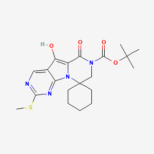molecular formula C20H26N4O4S B2475821 tert-butyl 8-hydroxy-4-methylsulfanyl-10-oxospiro[1,3,5,11-tetrazatricyclo[7.4.0.02,7]trideca-2,4,6,8-tetraene-13,1'-cyclohexane]-11-carboxylate CAS No. 2170746-97-9