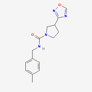 molecular formula C15H18N4O2 B2475853 N-[(4-methylphenyl)methyl]-3-(1,2,4-oxadiazol-3-yl)pyrrolidine-1-carboxamide CAS No. 2034286-69-4