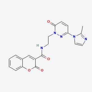 molecular formula C20H17N5O4 B2475854 N-(2-(3-(2-methyl-1H-imidazol-1-yl)-6-oxopyridazin-1(6H)-yl)ethyl)-2-oxo-2H-chromene-3-carboxamide CAS No. 1351607-58-3