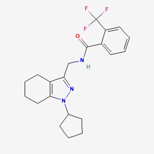 molecular formula C21H24F3N3O B2475875 N-[(1-cyclopentyl-4,5,6,7-tetrahydro-1H-indazol-3-yl)methyl]-2-(trifluoromethyl)benzamide CAS No. 1448135-16-7