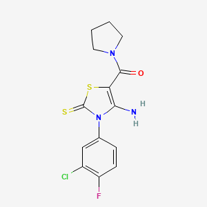 (4-Amino-3-(3-chloro-4-fluorophenyl)-2-thioxo-2,3-dihydrothiazol-5-yl)(pyrrolidin-1-yl)methanone