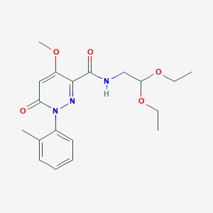 molecular formula C19H25N3O5 B2475892 N-(2,2-diethoxyethyl)-4-methoxy-1-(2-methylphenyl)-6-oxo-1,6-dihydropyridazine-3-carboxamide CAS No. 921516-87-2