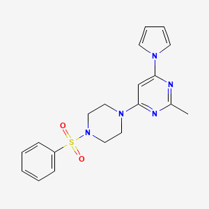 2-methyl-4-(4-(phenylsulfonyl)piperazin-1-yl)-6-(1H-pyrrol-1-yl)pyrimidine