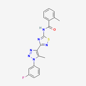 N-{3-[1-(3-fluorophenyl)-5-methyl-1H-1,2,3-triazol-4-yl]-1,2,4-thiadiazol-5-yl}-2-methylbenzamide