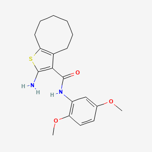 molecular formula C19H24N2O3S B2475907 2-amino-N-(2,5-dimethoxyphenyl)-4,5,6,7,8,9-hexahydrocycloocta[b]thiophene-3-carboxamide CAS No. 588715-65-5