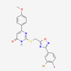 2-(((3-(3-Bromo-4-fluorophenyl)-1,2,4-oxadiazol-5-yl)methyl)thio)-6-(4-methoxyphenyl)pyrimidin-4-ol
