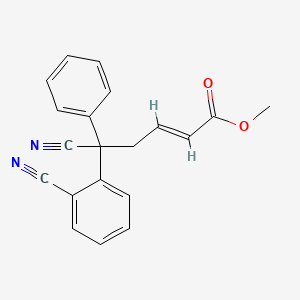 molecular formula C20H16N2O2 B2475921 Methyl 5-cyano-5-(2-cyanophenyl)-5-phenyl-2-pentenoate CAS No. 339029-83-3