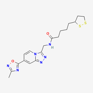 5-(1,2-dithiolan-3-yl)-N-((7-(3-methyl-1,2,4-oxadiazol-5-yl)-[1,2,4]triazolo[4,3-a]pyridin-3-yl)methyl)pentanamide