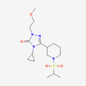 molecular formula C16H28N4O4S B2475951 4-cyclopropyl-3-(1-(isopropylsulfonyl)piperidin-3-yl)-1-(2-methoxyethyl)-1H-1,2,4-triazol-5(4H)-one CAS No. 2178771-98-5
