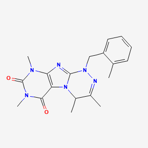 molecular formula C19H22N6O2 B2475953 3,4,7,9-tetramethyl-1-(2-methylbenzyl)-7,9-dihydro-[1,2,4]triazino[3,4-f]purine-6,8(1H,4H)-dione CAS No. 898412-93-6