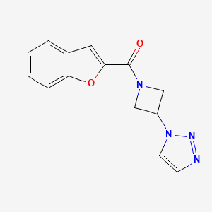 molecular formula C14H12N4O2 B2475958 (3-(1H-1,2,3-triazol-1-yl)azetidin-1-yl)(benzofuran-2-yl)methanone CAS No. 2034312-15-5
