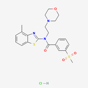 molecular formula C22H26ClN3O4S2 B2475960 N-(4-methylbenzo[d]thiazol-2-yl)-3-(methylsulfonyl)-N-(2-morpholinoethyl)benzamide hydrochloride CAS No. 1215538-39-8