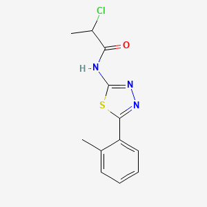 molecular formula C12H12ClN3OS B2475973 2-chloro-N-[5-(2-methylphenyl)-1,3,4-thiadiazol-2-yl]propanamide CAS No. 391863-43-7