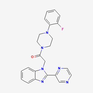 molecular formula C23H21FN6O B2475982 1-(4-(2-fluorophenyl)piperazin-1-yl)-2-(2-(pyrazin-2-yl)-1H-benzo[d]imidazol-1-yl)ethanone CAS No. 1203145-94-1