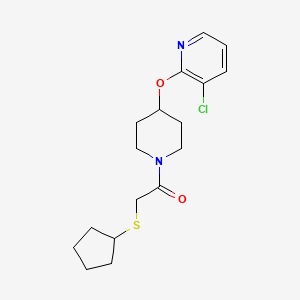 molecular formula C17H23ClN2O2S B2475987 1-(4-((3-Chloropyridin-2-yl)oxy)piperidin-1-yl)-2-(cyclopentylthio)ethanone CAS No. 1448078-31-6