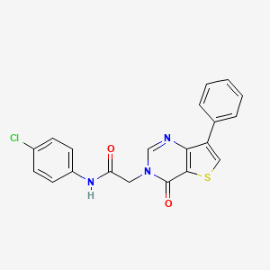 molecular formula C20H14ClN3O2S B2475990 N-(4-chlorophenyl)-2-(4-oxo-7-phenylthieno[3,2-d]pyrimidin-3(4H)-yl)acetamide CAS No. 1105235-39-9