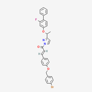 (E)-3-[4-[(4-bromophenyl)methoxy]phenyl]-1-[3-[1-(3-fluoro-4-phenylphenoxy)ethyl]pyrazol-1-yl]prop-2-en-1-one