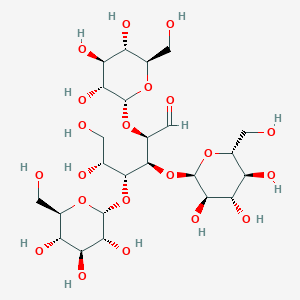 molecular formula C24H42O21 B024760 (2R,3S,4R,5R)-5,6-dihydroxy-2,3,4-tris[[(2R,3R,4S,5S,6R)-3,4,5-trihydroxy-6-(hydroxymethyl)oxan-2-yl]oxy]hexanal CAS No. 104723-76-4