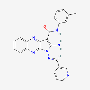 molecular formula C24H19N7O B2476005 (E)-2-amino-1-((pyridin-3-ylmethylene)amino)-N-(m-tolyl)-1H-pyrrolo[2,3-b]quinoxaline-3-carboxamide CAS No. 578761-87-2