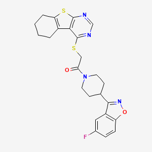 molecular formula C24H23FN4O2S2 B2476016 1-[4-(5-fluoro-1,2-benzoxazol-3-yl)piperidin-1-yl]-2-{8-thia-4,6-diazatricyclo[7.4.0.0^{2,7}]trideca-1(9),2(7),3,5-tetraen-3-ylsulfanyl}ethan-1-one CAS No. 690647-17-7