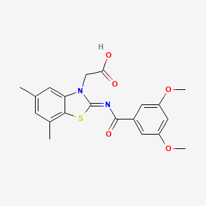 molecular formula C20H20N2O5S B2476033 (Z)-2-(2-((3,5-dimethoxybenzoyl)imino)-5,7-dimethylbenzo[d]thiazol-3(2H)-yl)acetic acid CAS No. 941947-20-2