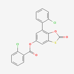 molecular formula C20H10Cl2O4S B2476037 7-(2-Chlorophenyl)-2-oxobenzo[d][1,3]oxathiol-5-yl 2-chlorobenzoate CAS No. 327078-44-4