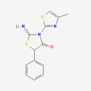 molecular formula C13H11N3OS2 B2476038 2-Imino-3-(4-methyl-1,3-thiazol-2-yl)-5-phenyl-1,3-thiazolidin-4-one CAS No. 878683-51-3