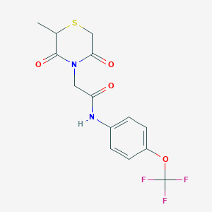 molecular formula C14H13F3N2O4S B2476039 2-(2-methyl-3,5-dioxothiomorpholin-4-yl)-N-[4-(trifluoromethoxy)phenyl]acetamide CAS No. 868216-12-0