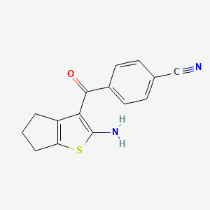 molecular formula C15H12N2OS B2476040 4-{2-氨基-4H,5H,6H-环戊[b]噻吩-3-甲酰基}苯甲腈 CAS No. 1803585-73-0