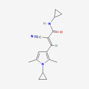 molecular formula C16H19N3O B2476045 (E)-2-Cyano-N-cyclopropyl-3-(1-cyclopropyl-2,5-dimethylpyrrol-3-yl)prop-2-enamide CAS No. 1445762-94-6