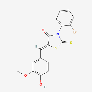 molecular formula C17H12BrNO3S2 B2476049 (Z)-3-(2-bromophenyl)-5-(4-hydroxy-3-methoxybenzylidene)-2-thioxothiazolidin-4-one CAS No. 638139-19-2